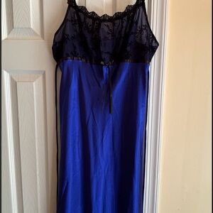 In Bloom Blue and Black Satin Chemise